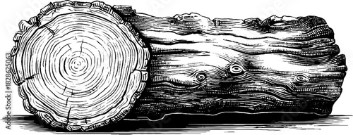 Rustic decorative chiseled wooden beam end engraving for vintage design