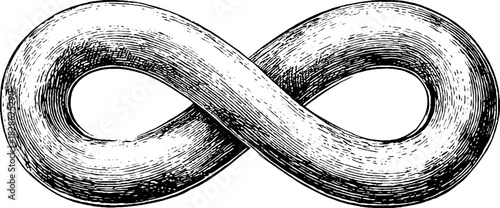 Vintage engraved decorative illustration of counter rotating swirl design