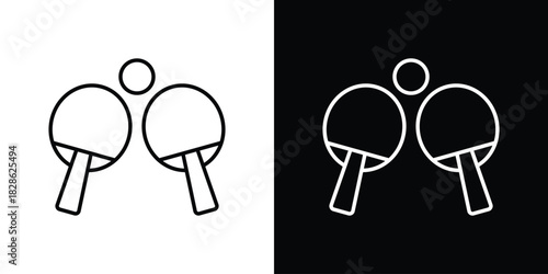 Ping pong icons symbols. Collection of simple black icons
