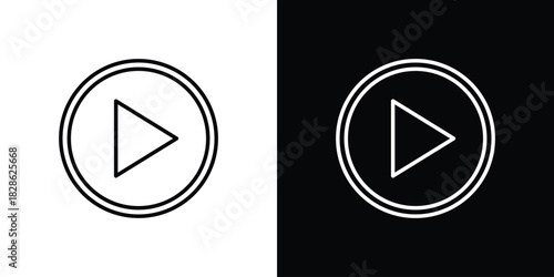 Play icons symbols. Collection of simple black icons
