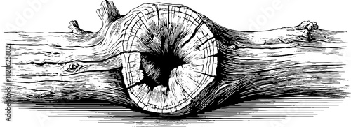 Intricate engraving of hollow driftwood knot for decorative design