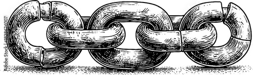 Decorative mechanical chain engraving for industrial design - retro vintage style