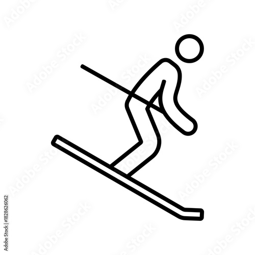 alpine skiing icon, outlined style