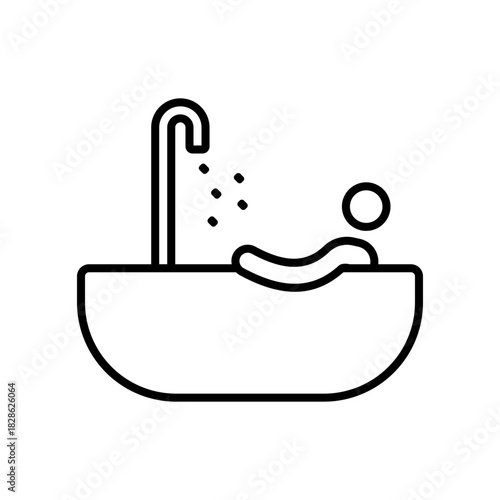 bathtub icon, outlined style