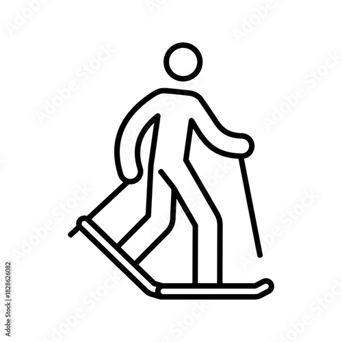 nordic skiing icon, outlined style