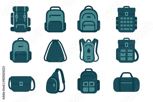 Hydration messenger sling icons icon pack school backpack duffle minimalist vector laptop