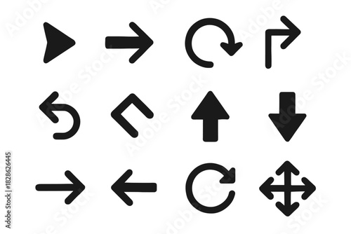 Sign vector down icon curve arrow turn minimal icons direction cross loop