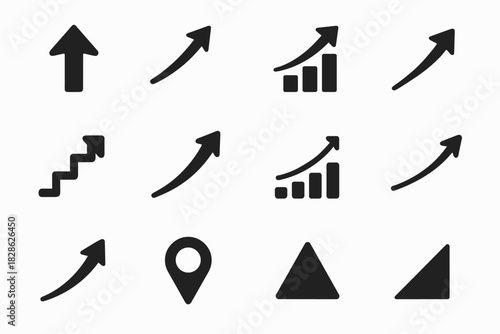 Up shape ascending upward rise vector diagonal icon arrows line curve