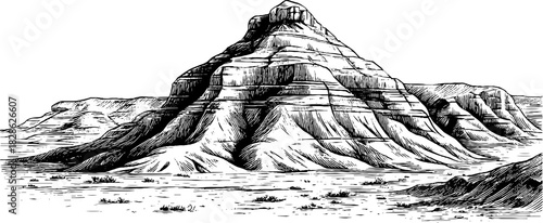 Vintage engraved illustration of sediment dome formations for retro design projects