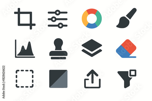 Button filter photo vector preview stamp crop icons icon layer editing tool