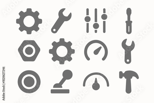 Dial settings vector cog bolt screwdriver icon tool minimalist lever icons wrench