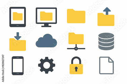 Lock tablet icons digital symbol sheet file screen vector icon folder database