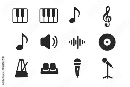 Piano icon speaker clef vector sound rhythm minimalist wave key music keyboard