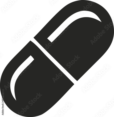 Simple black silhouette of a pharmaceutical capsule