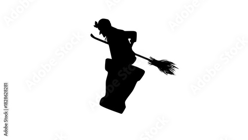 Baba Yaga symbol, black isolated silhouette