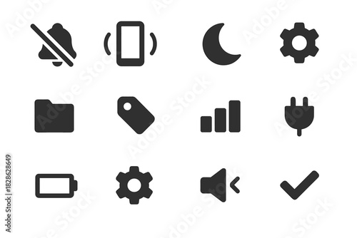 Icon crossed tag plug chart vibration symbol vector silent sound mode off