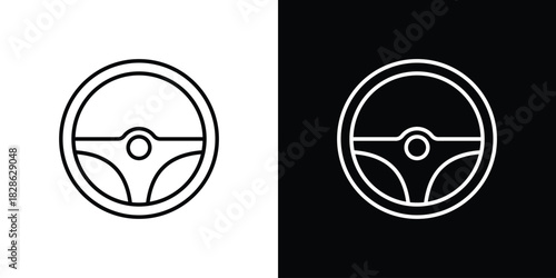 Steering wheel icons symbols. Collection of simple black icons