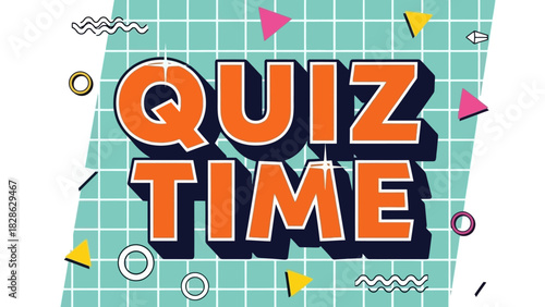 Quiz Time Vibrant Retro Graphic for Engaging Trivia and Knowledge Testing with Playful Design