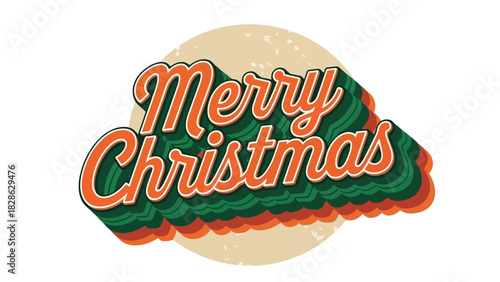 Vintage Merry Christmas Greeting Retro Festive Design with a Stylish Holiday Message