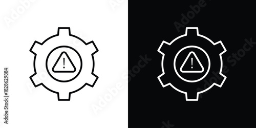 Technical warning icons symbols. Collection of simple black icons