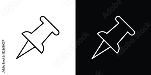 Thumbtack icons symbols. Collection of simple black icons