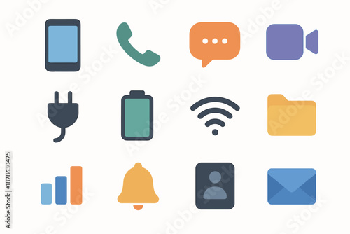 Call icons icon bell minimal video bubble vector chart cam contact battery