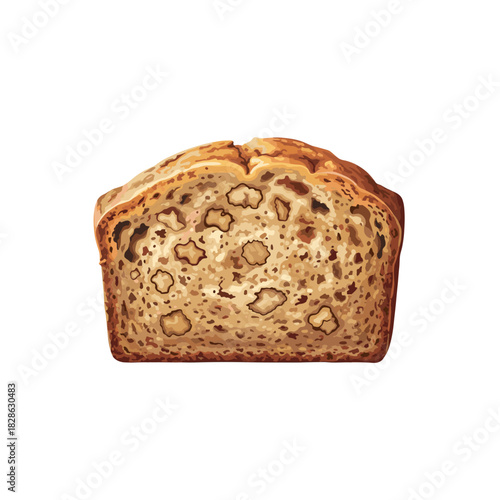 Banana bread slice in a rustic style with natural colors  