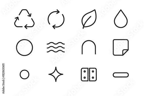 Outline icons triangle hinge dot icon leaf minimal ring vector fold recycle
