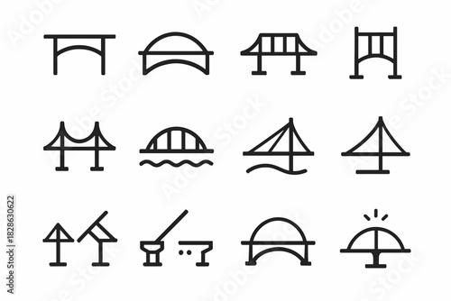 Bridge dot curved base tower icon arch pillar icons spark minimalist wave