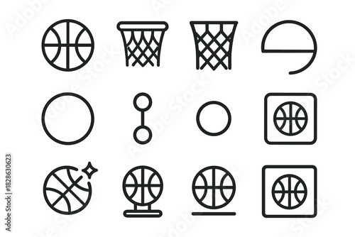 Fold hinge ring arc minimal base icon basketball vector frame icons curve