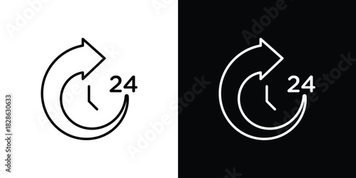 Time twenty four icons symbols. Collection of simple black icons