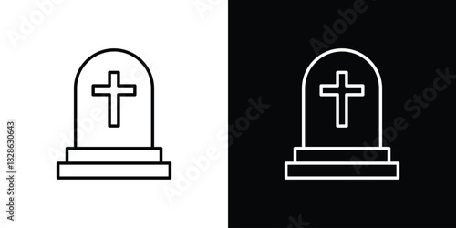 Tombstone icons symbols. Collection of simple black icons