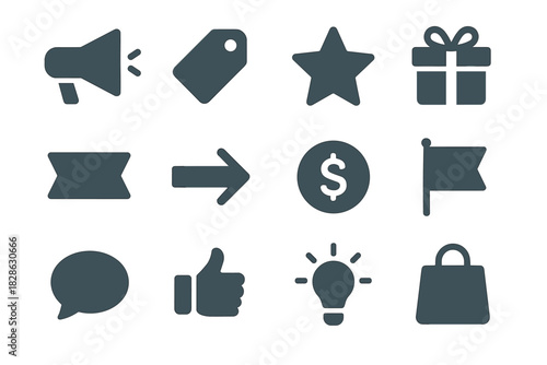 Star bag flag like icon arrow icons vector tools promotion tag message
