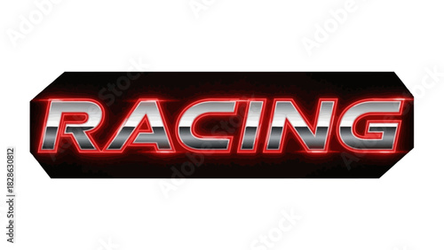 Stylized Racing Word Art with Red and Silver Metallic Design