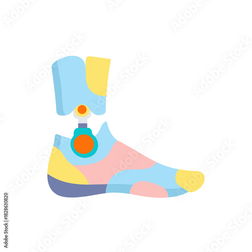 Colorful prosthetic foot design in modern style with adjustable feature  