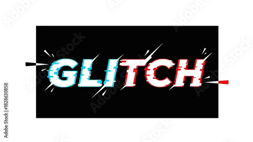 Dynamic vector typography featuring a stereo anaglyph text effect with digital distortion and chromatic aberration for a modern visual style