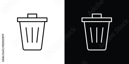 Trash icons symbols. Collection of simple black icons