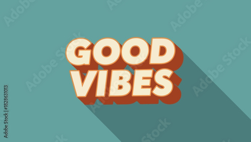 Good Vibes Retro Text Effect Illustration for Positive Energy