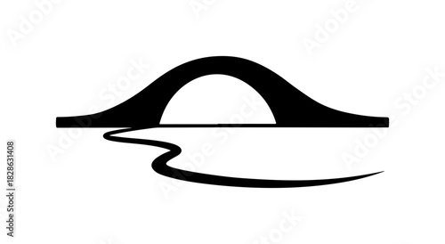 Serene minimalist bridge design over peaceful water logo for architecture firms