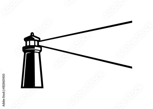 Guiding light beacon shining brightly, nautical safety, coastal navigation icon
