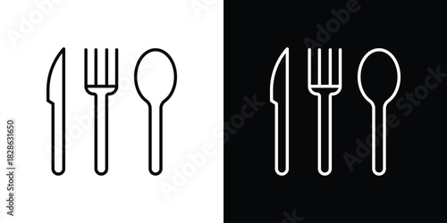 Utensils icons symbols. Collection of simple black icons