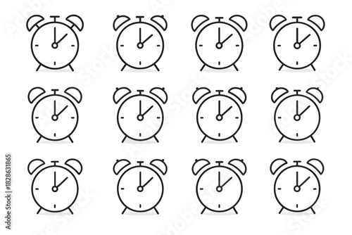 Stripe minimal base icon circle ring vector alarm clock shadow fold line