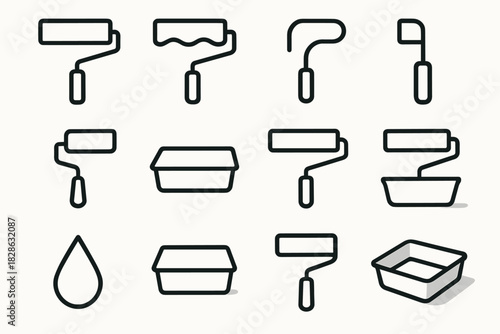 Minimalist edge paint shape line handle drop grip icon hinge roller curve