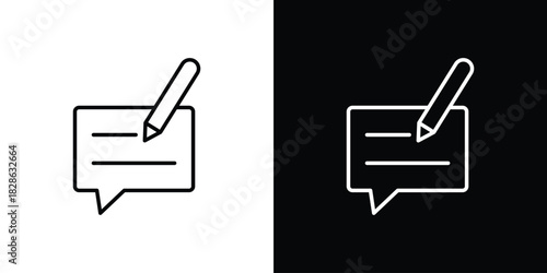 Write comment icons symbols. Collection of simple black icons