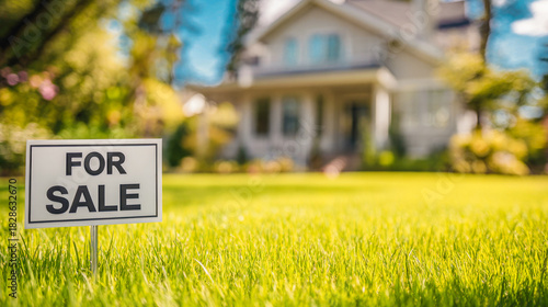 Wallpaper Mural Real estate property house for sale sign lawn grass home buying investment opportunity Torontodigital.ca