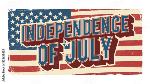Vintage Patriotic American Flag Graphic with Bold Text for National Holiday Celebrations and Freedom Themes
