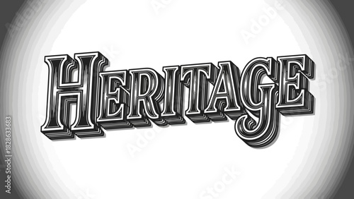 Elegant three-dimensional lettering in a classic serif font, presented in a monochrome style with a strong shadow effect on a radial gradient background symbolizing tradition and legacy