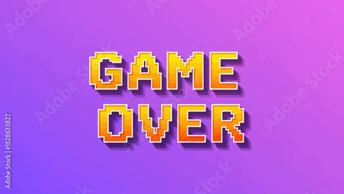 Classic arcade style 'Game Over' typography on a colorful purple backdrop, symbolizing the end of a digital challenge