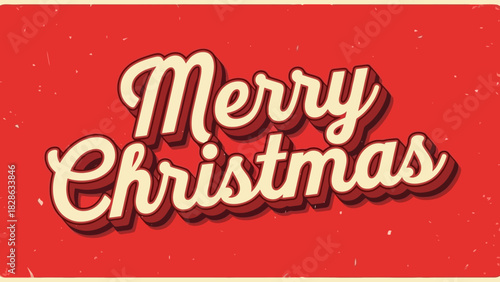 Retro Merry Christmas Greeting Text with a Vintage Style and Distressed Texture