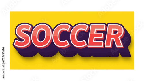 Soccer Typography Bold Wordmark Design with Shadow Effect on Yellow Background